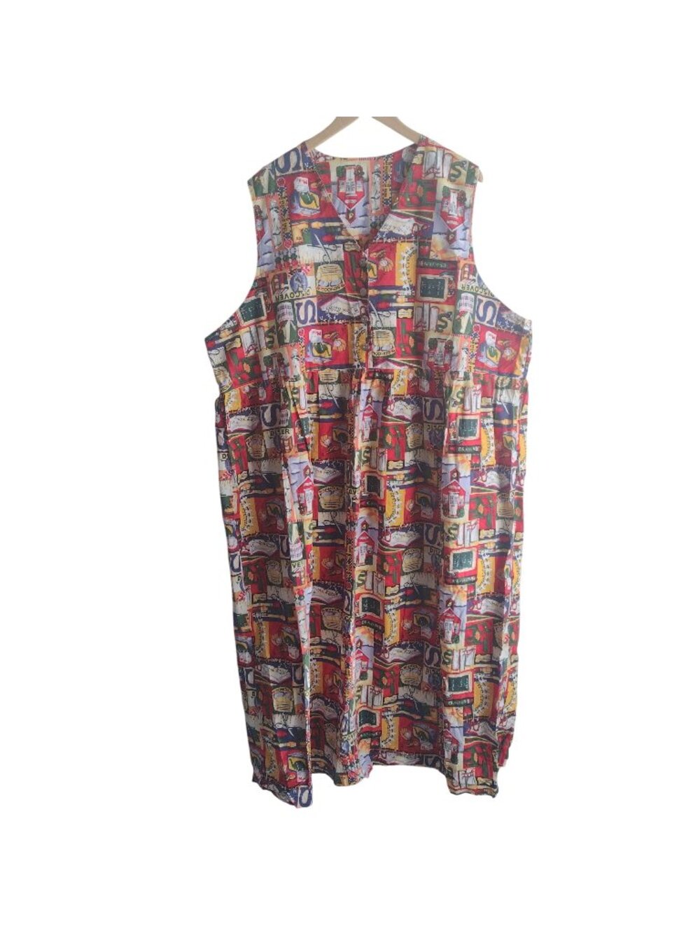 Handmade Teacher Theme Dress 3X 4X Bright Classroom School Loose Fit Midi